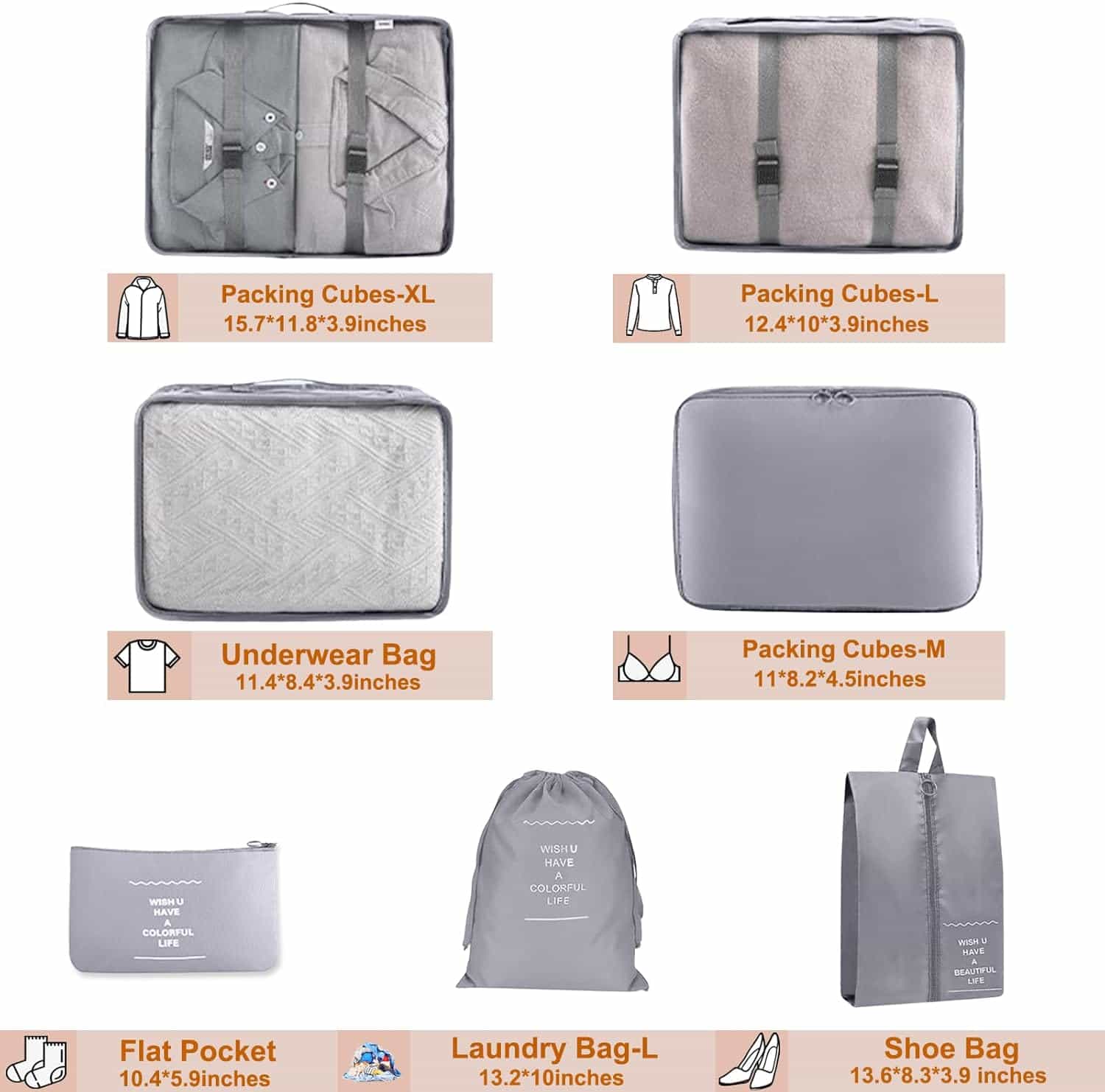 7 Set Packing Cubes for Travel - Makfoul