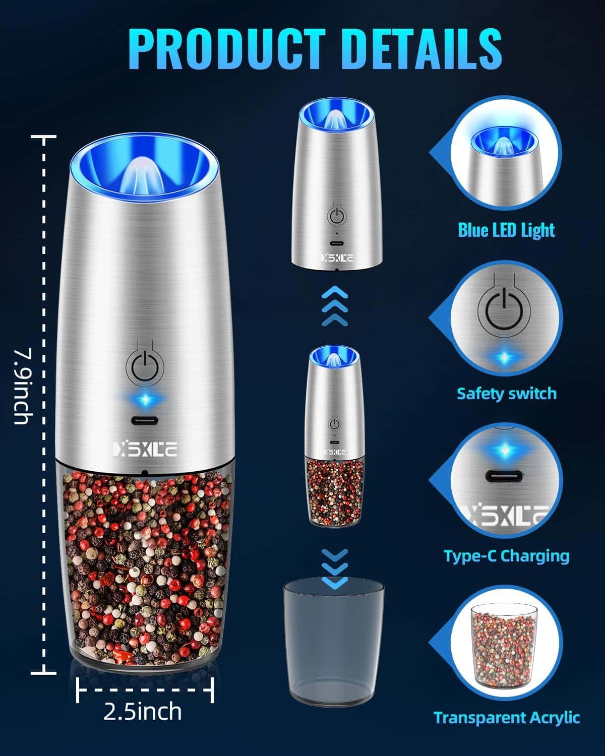 Electric Pepper and Salt Grinder - Makfoul