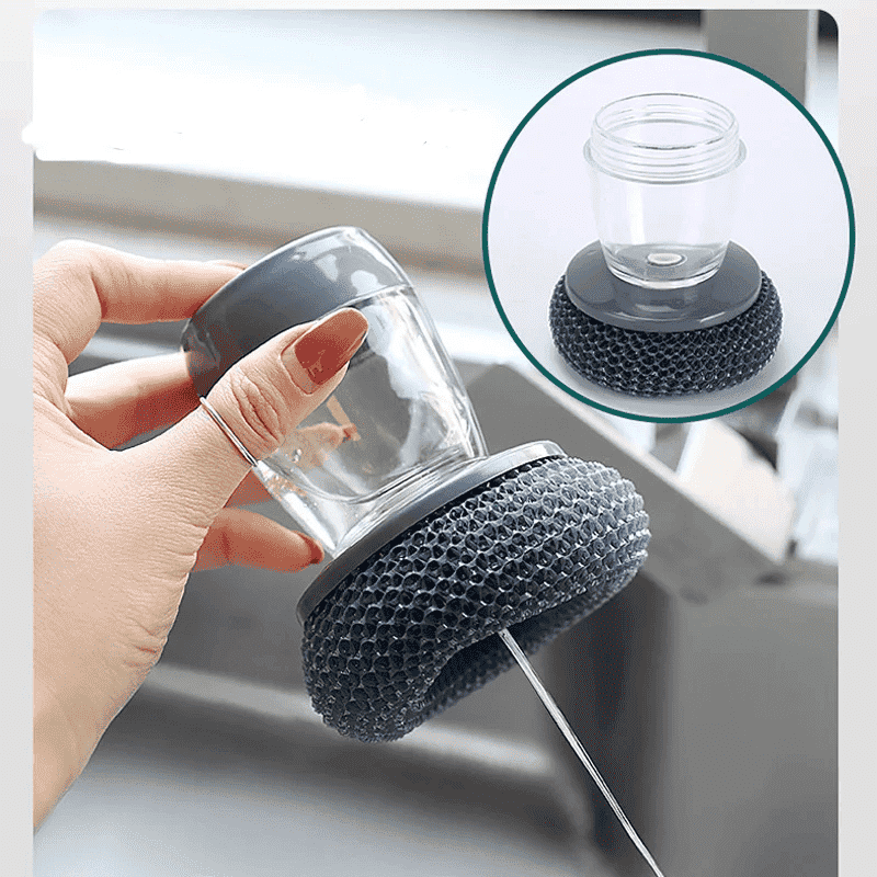 Dish Brush with Soap Dispenser - Palm Steel Brush