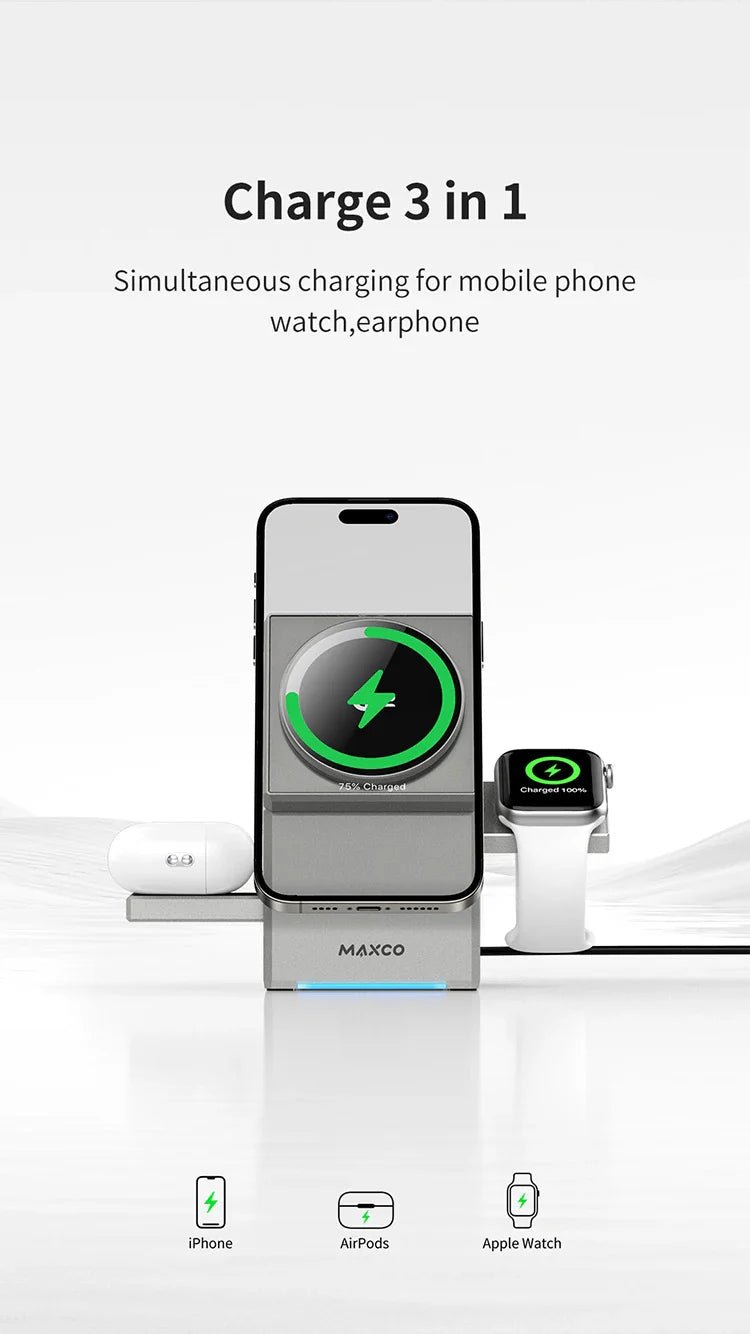 3 - in - 1 Rotatable Wireless Charger - Makfoul
