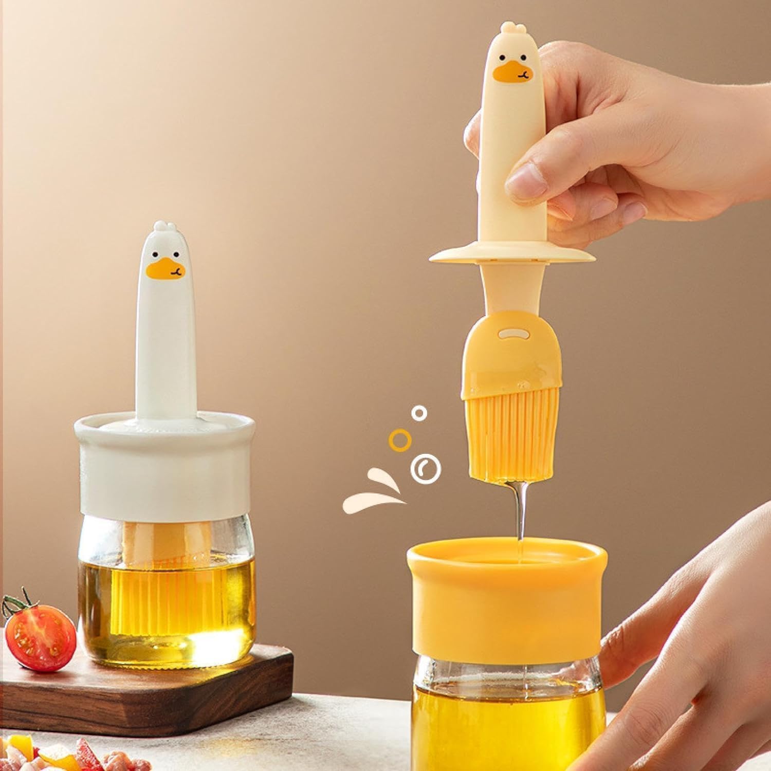 oil dispenser bottle with silicone brush