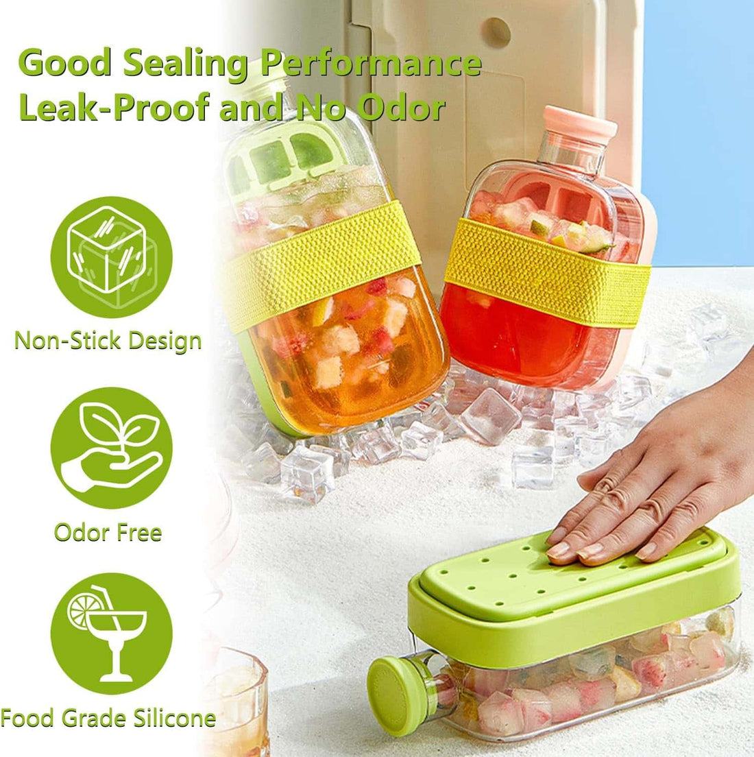 Ice Cube Bottle With Straw