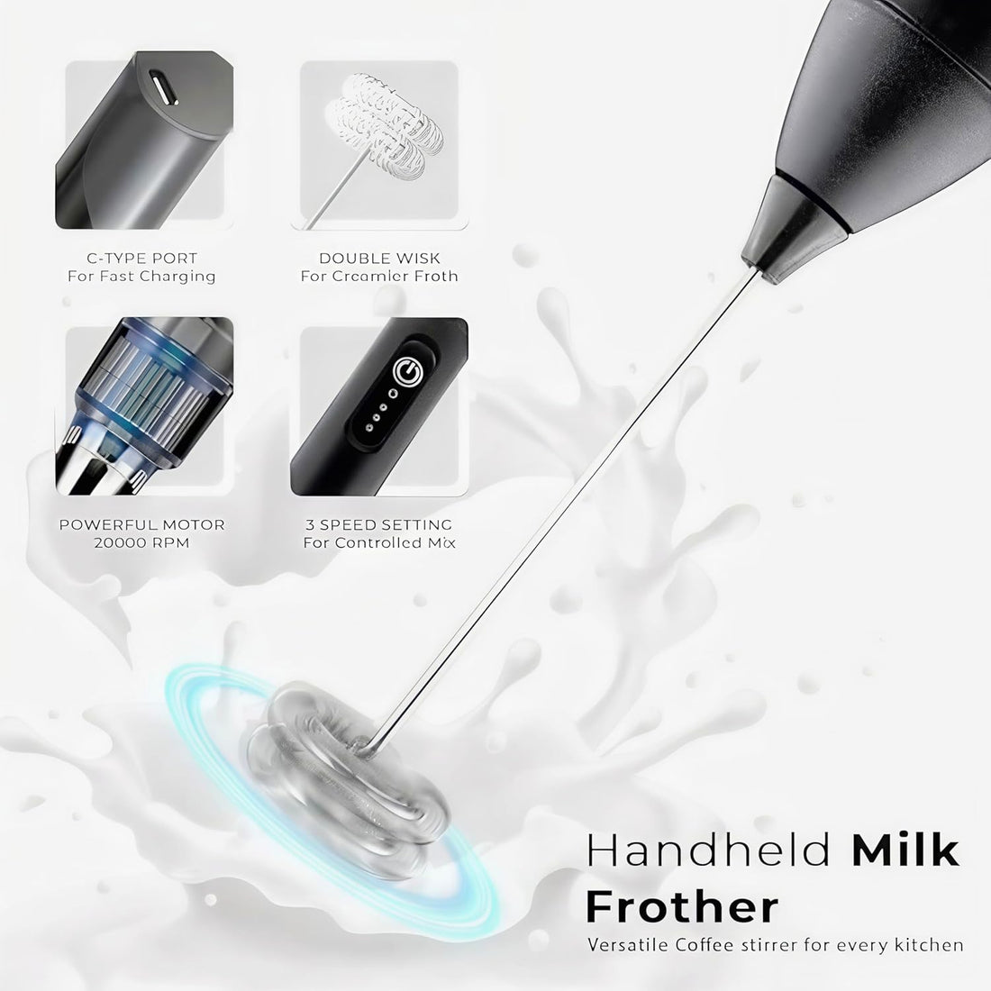 Handheld Electric Coffee Mixer Stirrer Milk Frother
