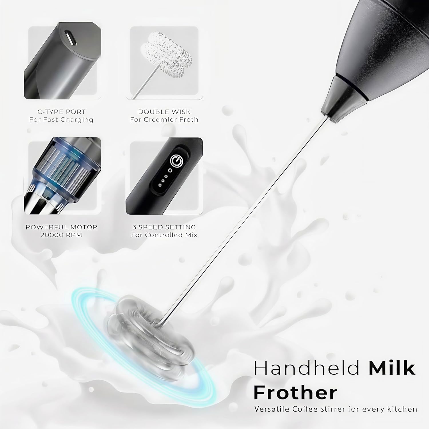 Handheld Electric Coffee Mixer Stirrer Milk Frother