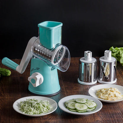 Tabletop Drum 3-in-1 Vegetable Cutter &amp; Rotary Cheese Grater