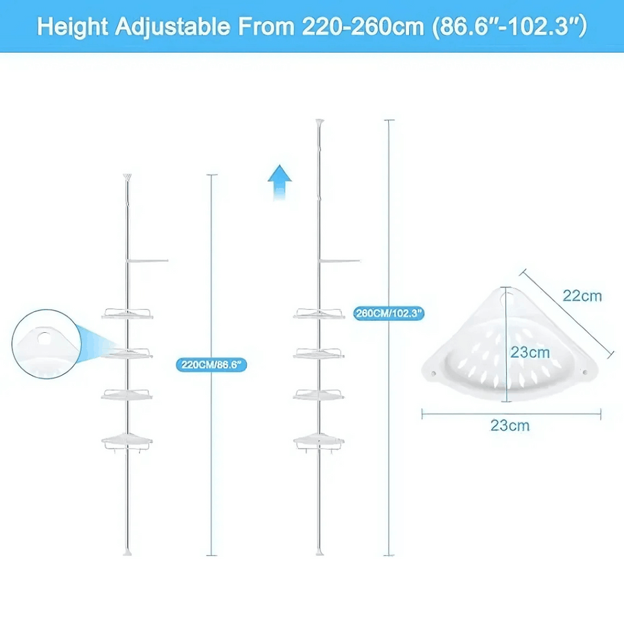 4 Tier Bathroom Corner Shelf with Towel Holder