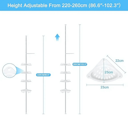 4 Tier Bathroom Corner Shelf with Towel Holder
