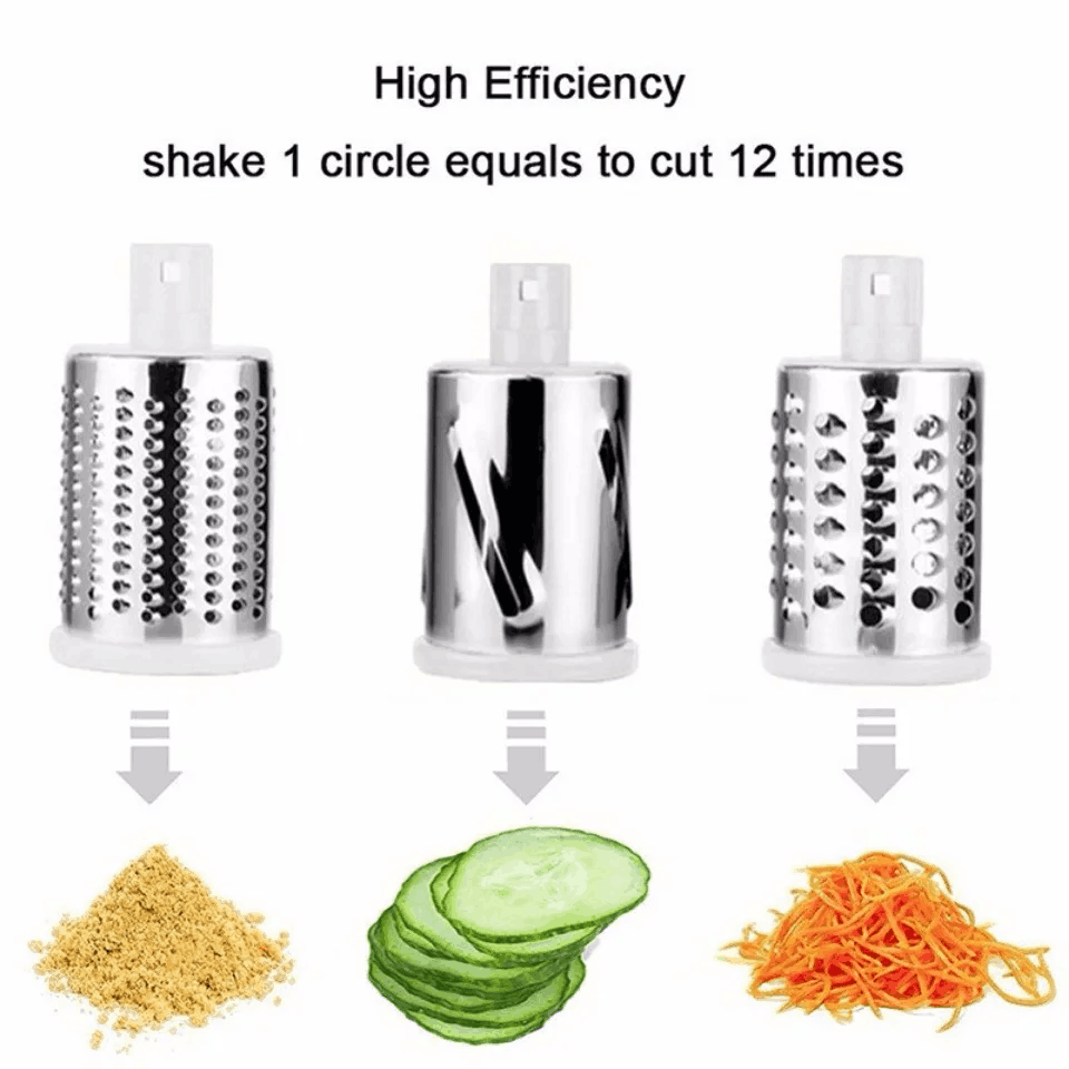 Tabletop Drum 3-in-1 Vegetable Cutter &amp; Rotary Cheese Grater