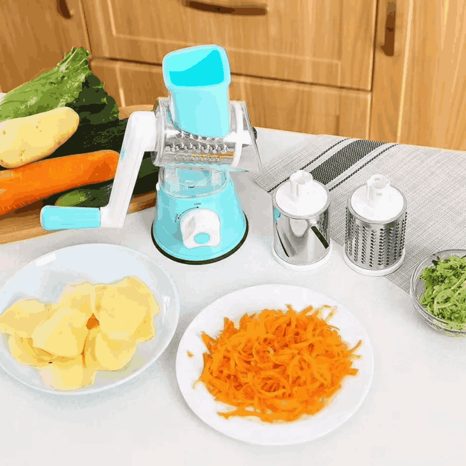 Tabletop Drum 3-in-1 Vegetable Cutter &amp; Rotary Cheese Grater