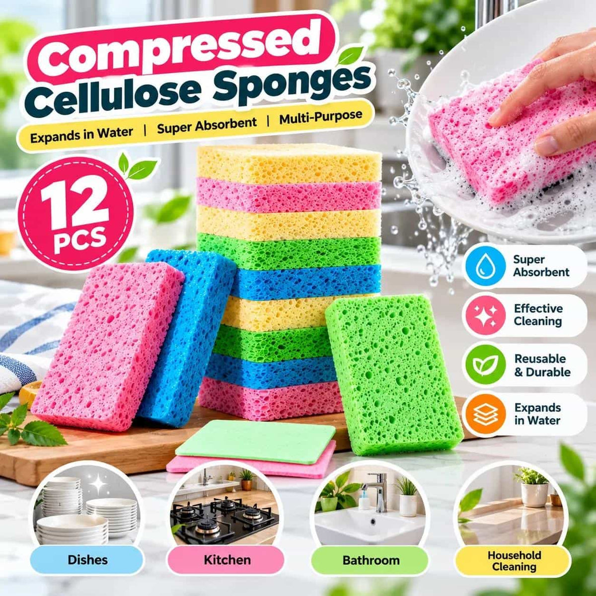 Compressed Cellulose Sponges ( 12 pcs )