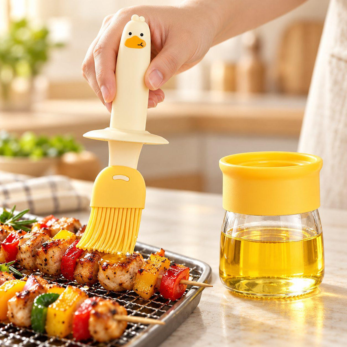 oil dispenser bottle with silicone brush
