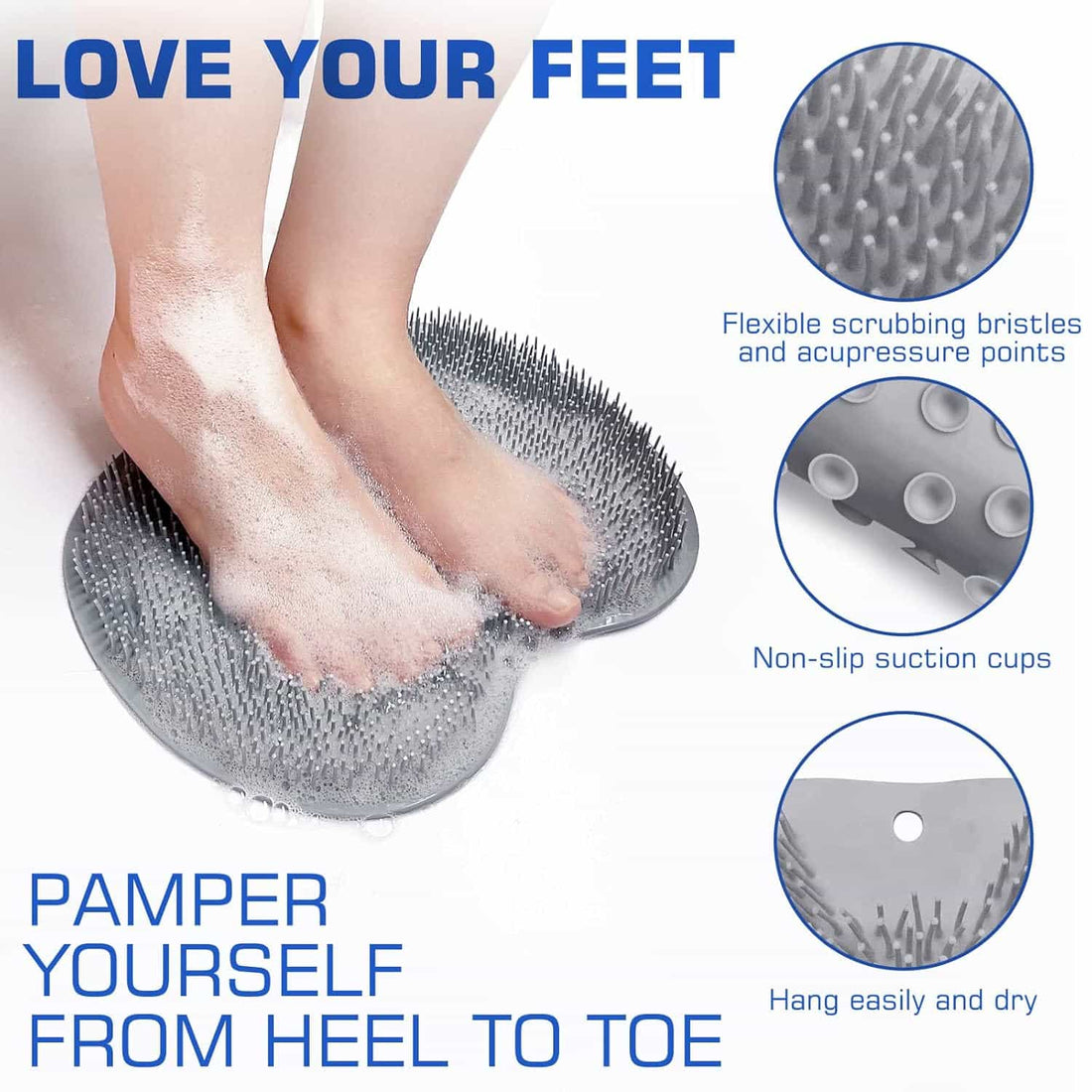 Silicone Shower foot &amp; back scrubber