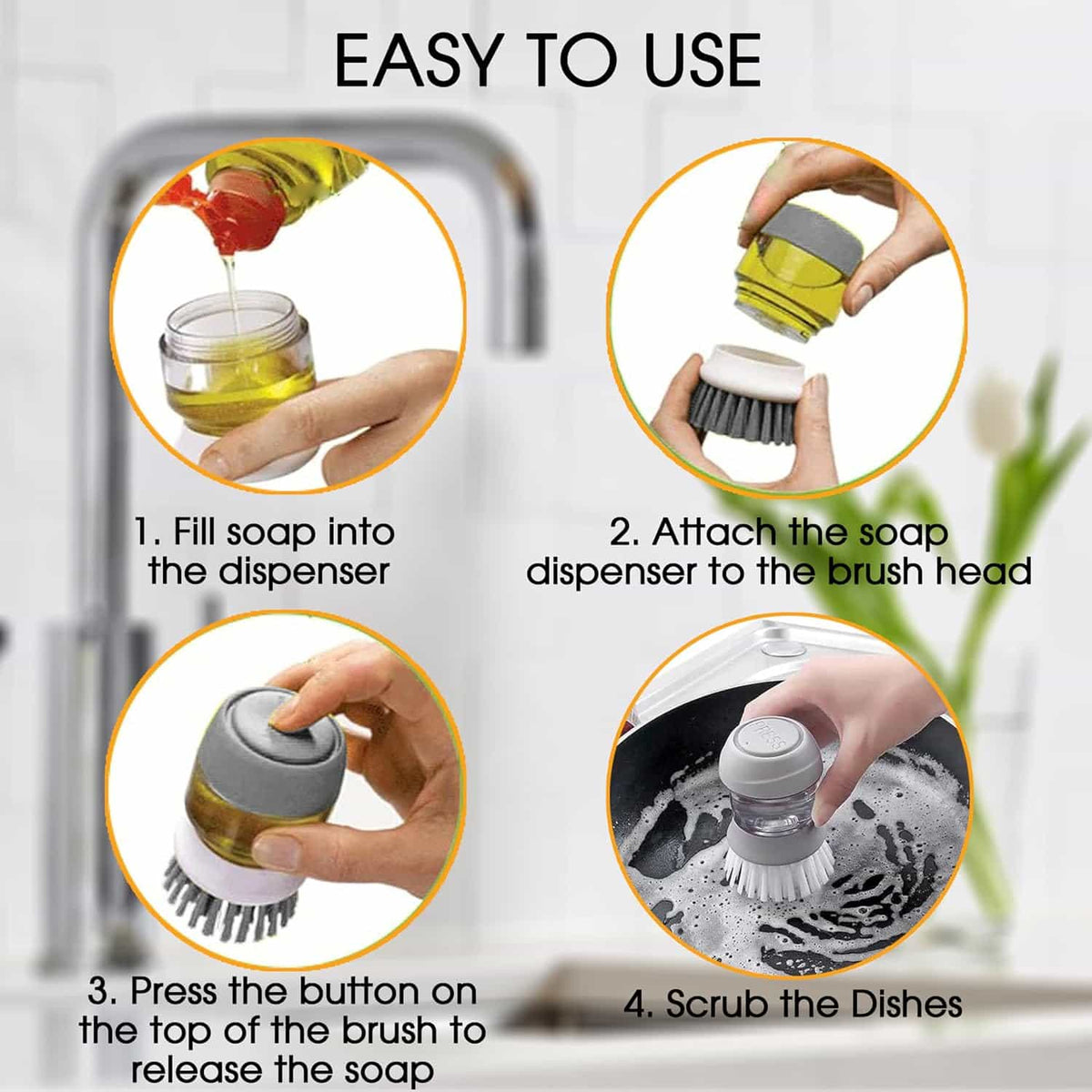 Dish Brush with Soap Dispenser - Makfoul