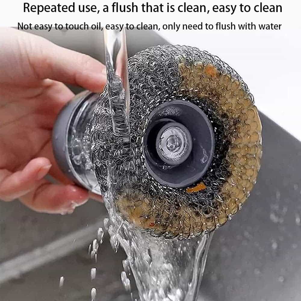 Dish Brush with Soap Dispenser - Palm Steel Brush - Makfoul