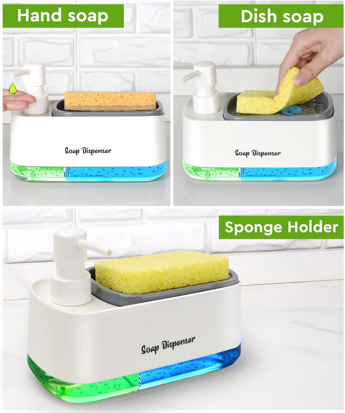 Hand and Dish Soap Dispenser Set for Kitchen - Makfoul