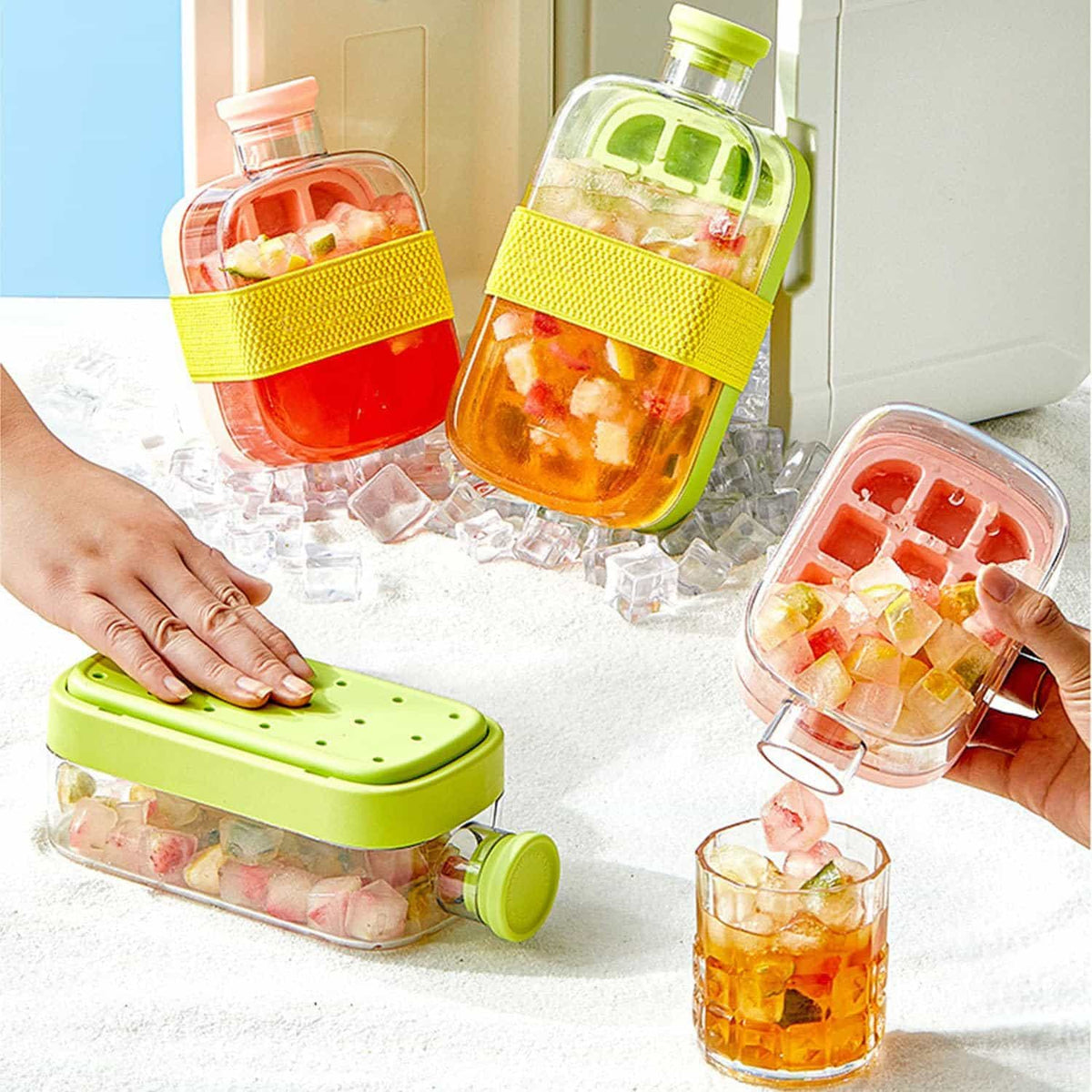 Ice Cube Bottle With Straw - Makfoul