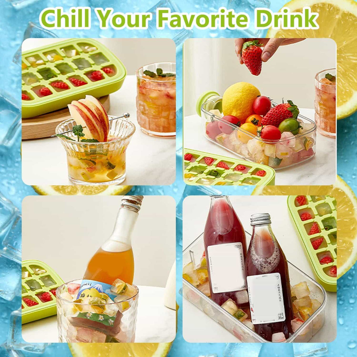 Ice Cube Bottle With Straw - Makfoul