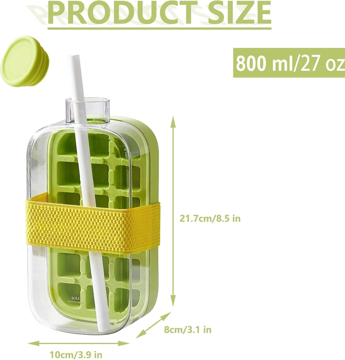 Ice Cube Bottle With Straw - Makfoul