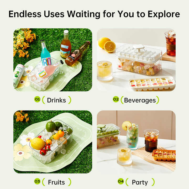 Ice Cube Tray with Lid and Bin - Makfoul