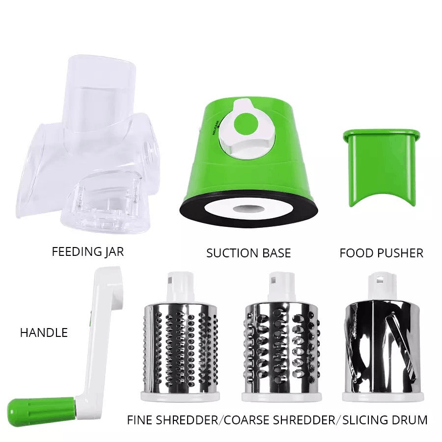 Tabletop Drum 3-in-1 Vegetable Cutter &amp; Rotary Cheese Grater